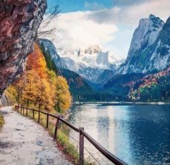 Beautiful Mountain Lake Road - Paint By Number
