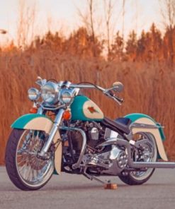 Blue And White Cruiser Harley - Paint By Numbers