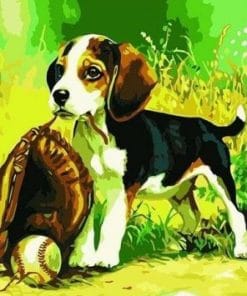 Beagle Dog Playing Baseball - Paint By Numbers