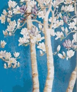 Blue White Flower Tree Hand painted – Paint By Number