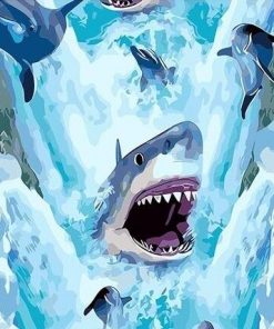 Undersea Sharks - Paint By Numbers