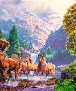 Wild Horses Follow River - Paint By Number