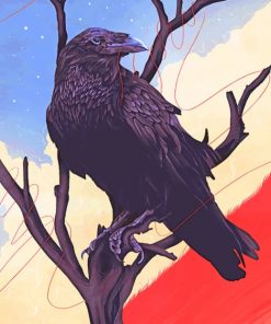Crow On Tree Branch - Paint By Numbers