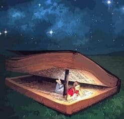 Girl Sleeping in Magic Book - Paint By Numbers