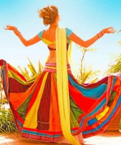 Girl Wearing Colorful Indian Dress – Paint By Number
