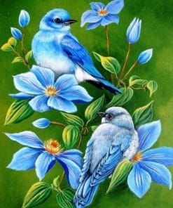 Blue Birds And Flowers - Paint By Number