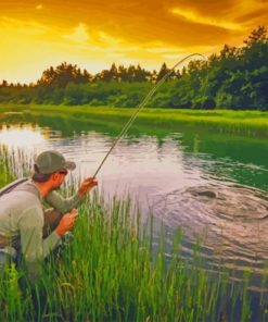 Lake Fishing Man – Paint By Number