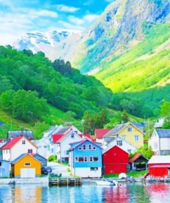 Norway Colored Houses - Paint By Number