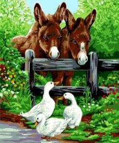 Fence Horse And Goose - Paint By Number