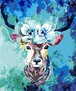 Elk And Blue Background - Animals Paint By Number