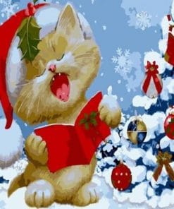 Cartoon Cat Christmas  – Animals Paint By Number