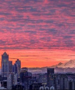 Seattle Washington Sunset - Paint By Number