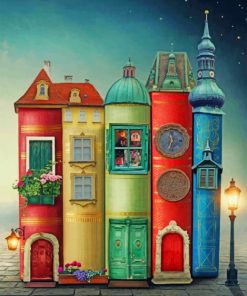 Aesthetic Books Houses Paint by numbers