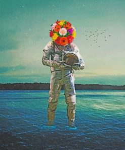 Astronaut Flowers Face Paint by numbers
