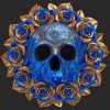 Blue Skull And Flowers paint by numbers