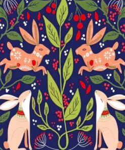 Bunnies Folk Art - Paint By Number