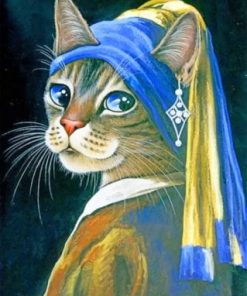 Cat With Pearl Earring - Paint By Number