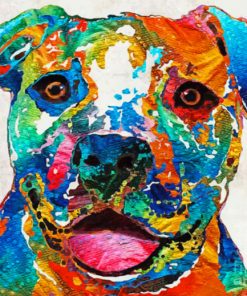 Colorful Staffy Dog Paint by numbers