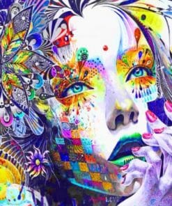 Girl Thinking Trippy Art - Paint By Number