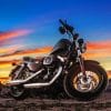 Harley Davidson And Sunset Sky - Paint By Numbers
