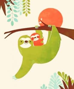 Mom And Baby Sloth Illustration - Paint By Numbers