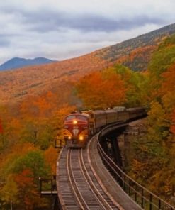 Train Between Fall Trees - Paint By Number