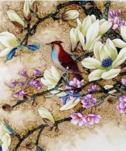 Flowers And Bird - Paint By Numbers