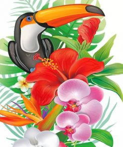 Puffin And Flowers - Paint By Numbers