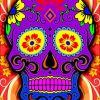Purple Folk Art Skull paint by numbers