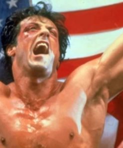 Rocky Balboa And The American Flag - Paint By Number