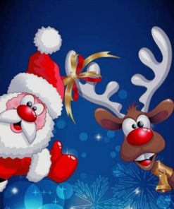 Santa Claus And Reindeer – Christmas Paint By Numbers