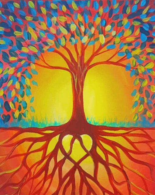 Sunset Tree Of Life Paint by number