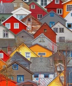 Voss Norway Colorful Houses - Paint By Number