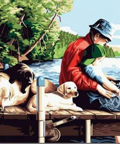 Father Daughter and Their Dogs – Paint By Number