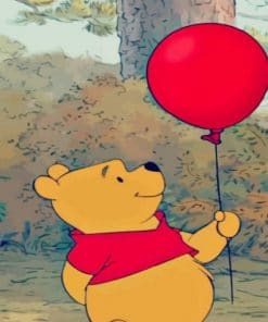 Winnie The Pooh Red Balloon - Cartoons Paint By Numbers