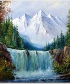 Snow Mountain Waterfall - Paint By Number