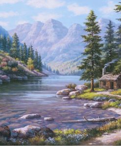 Log Cabin By The River - Paint By Numbers