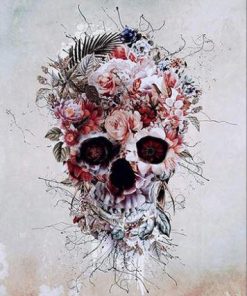 Pink Floral Skull Paint by numbers
