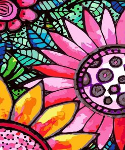 Stained Glass Flowers - Paint By Numbers