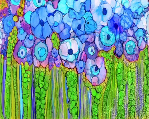 Abstract Blue Poppies Paint by numbers