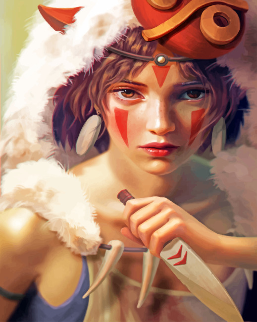 Aesthetic Princess Mononoke paint by numbers