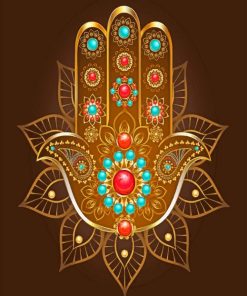 Aesthetic Yellow Hamsa Paint by numbers