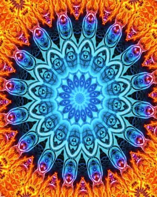 Fire Blue Mandala paint by numbers