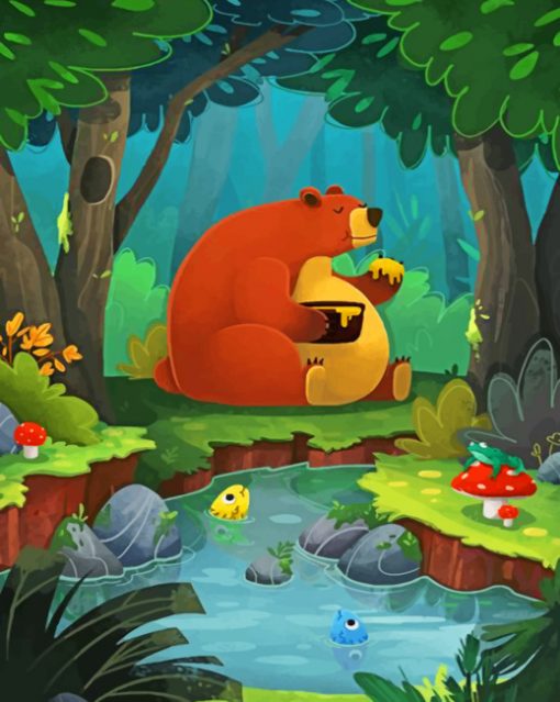 Brown Bear Eating Honey Paint by numbers