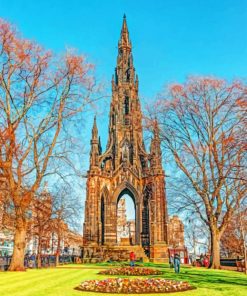 Princes Street Gardens Scotland paint by numbers