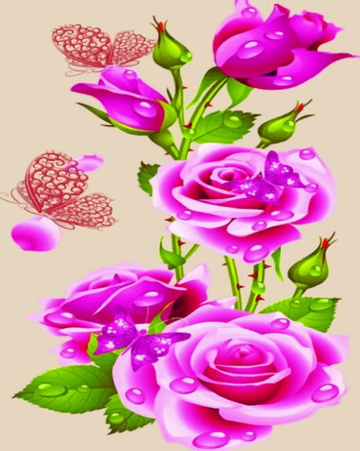 Flowers And Butterflies paint by numbers