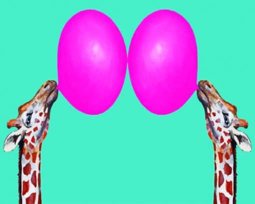 Giraffes With Bubblegum Paint by numbers