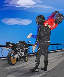 Motorcyclists Couple - Paint By Numbers