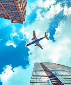 A Plane And Skyscrapers - Paint By Number