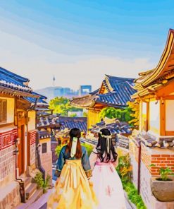 South Korea Bukchon Hanok Village - Paint By Numbers